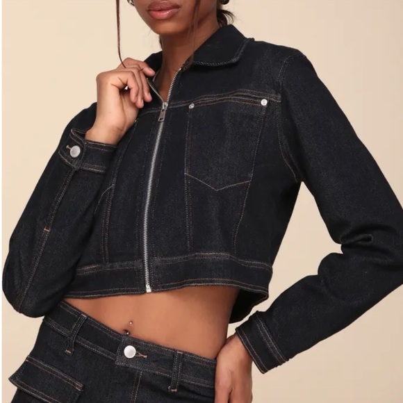 Avec Les Filles Cropped Denim Jacket - Picture 7 of 7